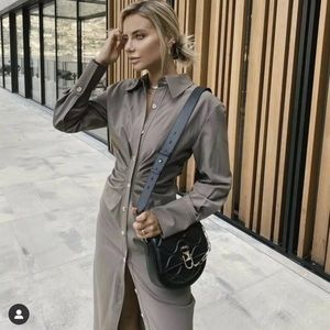 ZARA Draped Midi Shirt Dress